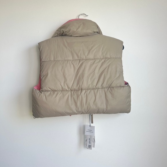 Zara Pink Stone Reversible‎ Cropped Puffer Vest - Picture 4 of 6